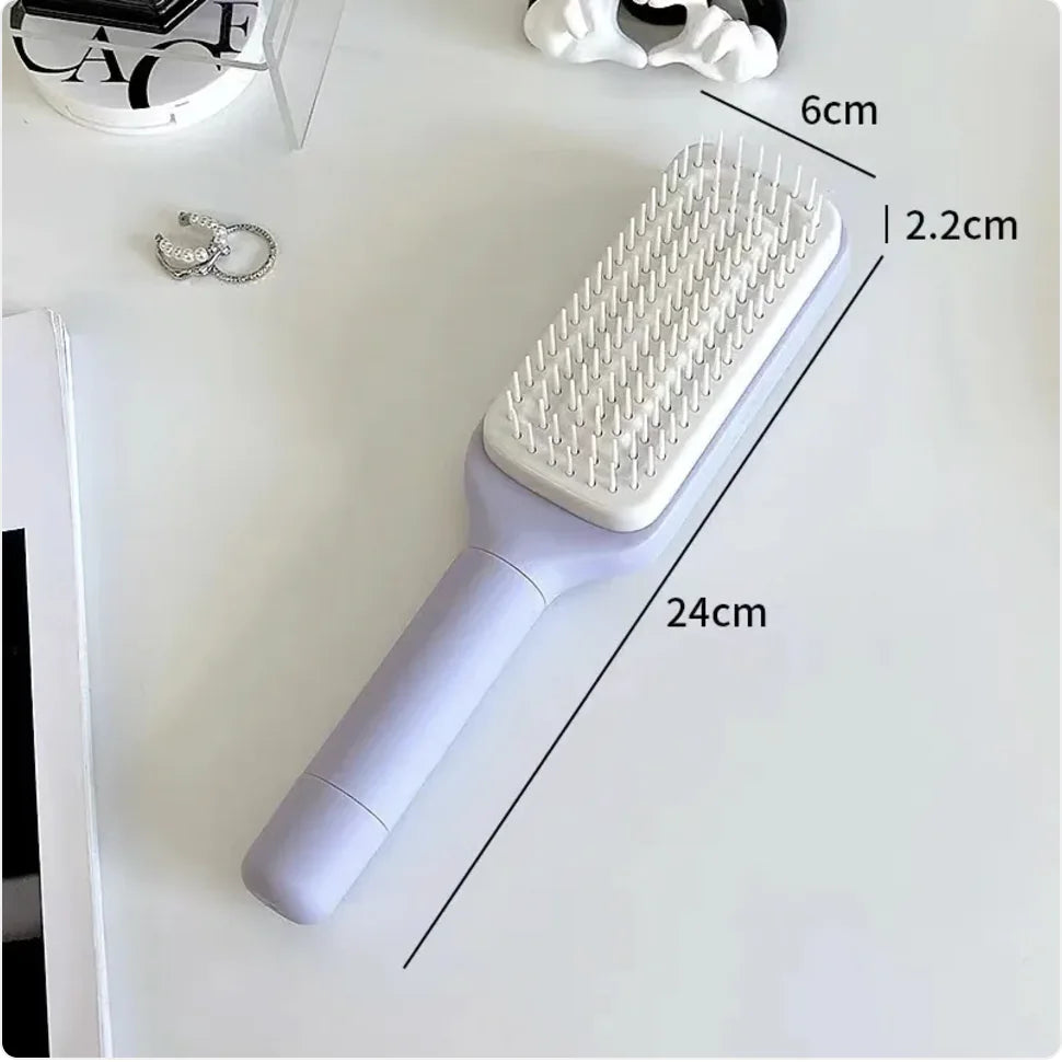 4-in-1 Self-Cleaning Anti-Static Hair Brush with Massage and Lifting Function