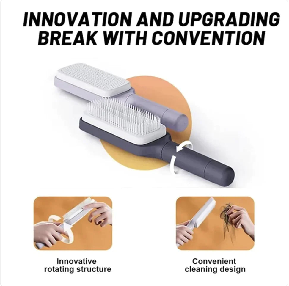 4-in-1 Self-Cleaning Anti-Static Hair Brush with Massage and Lifting Function