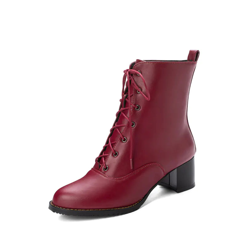 Women's Mid-Calf Chunky Heel Martin Boots