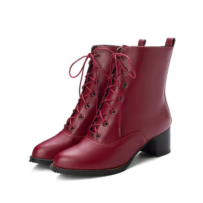 Women's Mid-Calf Chunky Heel Martin Boots